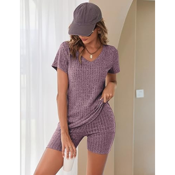 Ekouaer Biker Short Sets Chic Women 2 Piece Outfits