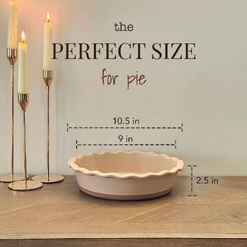 Mora Modern Farmhouse Style Ceramic Pie Pan - Deep and Fluted Dish - 9 Inch - Baking Pies: Apple, Qu...