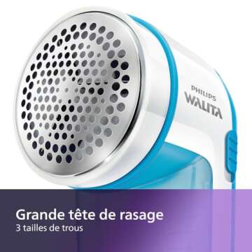 Philips Fabric Shaver, Removes Fabric Pills, Suitable for All Garments, Large Blade Surface, Cleaning Brush, Includes Batteries, Blue (GC026/00)