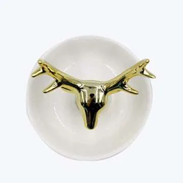 MOSSTYUS Jewelry Tray, Gold Ceramic Decorative Deer, Ring Dish Holder, Jewelry Organizer, Home Gifts for Women