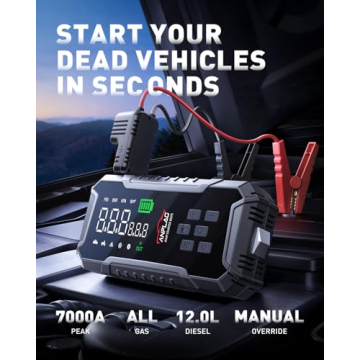 ANFLAG 8-in-1 Multifunctional Car Jump Starter with Air Compressor, 7000A Portable 12V Jump Box with...