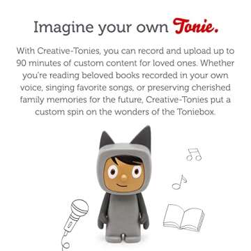 Tonies Creative Audio Character - Record and Upload up to 90 Minutes of Your Own Stories and Songs - Gray/Medium