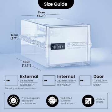 Lockabox One™ | Premium Lock Box | 10 Litre Combination Lock Box For Food, Medicine & Home Safety | External Size 12 x 8 x 6.6 inches (Crystal)