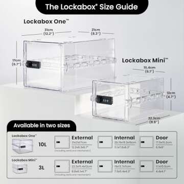 Lockabox One™ | Premium Lock Box | 10 Litre Combination Lock Box For Food, Medicine & Home Safety | External Size 12 x 8 x 6.6 inches (Crystal)