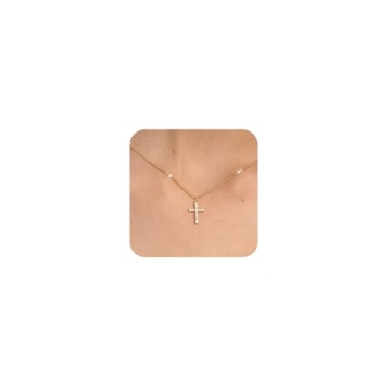 Elegant 14k Gold Plated Cross Necklace for Women - Dainty & Faithful