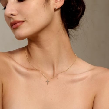 14k Gold Plated Cross Necklace Elegant Dainty Women