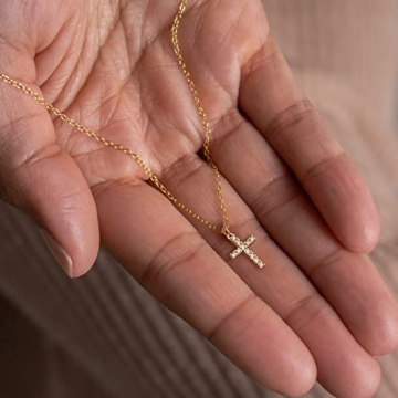14k Gold Plated Cross Necklace Elegant Dainty Women