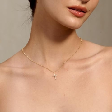 14k Gold Plated Cross Necklace Elegant Dainty Women