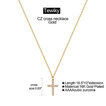 14k Gold Plated Cross Necklace Elegant Dainty Women