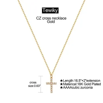 14k Gold Plated Cross Necklace Elegant Dainty Women