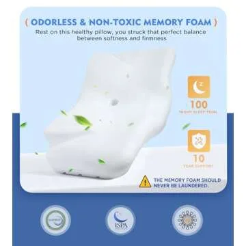 Osteo Cervical Pillow for Neck Pain Relief, Hollow Design Odorless Memory Foam Pillows with Cooling Case, Adjustable Orthopedic Bed Pillow for Sleeping, Support for Side Back Sleepers
