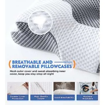 Osteo Cervical Pillow for Neck Pain Relief, Hollow Design Odorless Memory Foam Pillows with Cooling Case, Adjustable Orthopedic Bed Pillow for Sleeping, Support for Side Back Sleepers