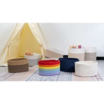 CubesLand Navy Cotton Rope Baskets for Shelves Storage, Cube Shelf Closet Storage Baskets Bins Set 3, Long-lasting Skin-friendly Basket, Stylish Room Decor