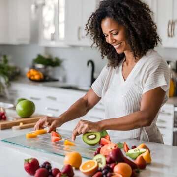 Jumbl Clear Acrylic Non-Slip Cutting Board with Counter Lip, Extra Large Size 16" x 18" for Countertop Protection, Kitchen Essential