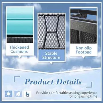 Flamaker Outdoor Rocking Wicker Bistro Set - 3 Pieces