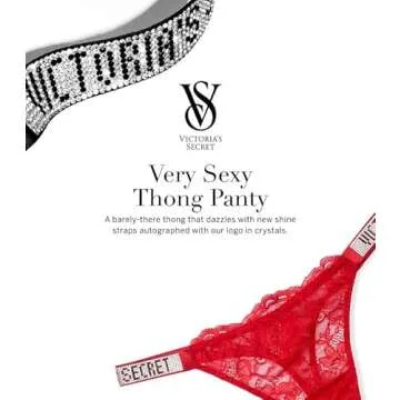 Victoria's Secret Women's Thong Underwear, Women's Panties, Very Sexy Collection Black (M)