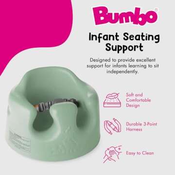 Bumbo Baby Floor Seat, Portable Infant Sit Up Activity and Eating Chair, Hemlock