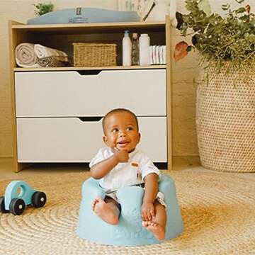 Bumbo Baby Floor Seat, Portable Infant Sit Up Activity and Eating Chair, Hemlock