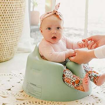Bumbo Baby Floor Seat, Portable Infant Sit Up Activity and Eating Chair, Hemlock