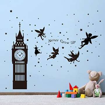 decalmile Black City Wall Decals for Kids' Rooms