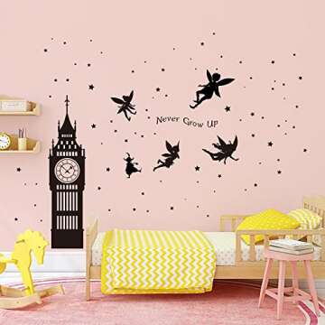 decalmile Black City Wall Decals for Kids' Rooms