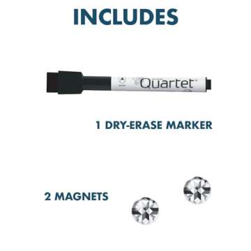 Quartet Magnetic Whiteboard, 17" x 23" Small White Board for Wall, Dry Erase Board for Kids, Perfect for Home Office & Home School Supplies, 1 Mini Dry Erase Marker, 2 Magnets, Black Frame (34608-BK)