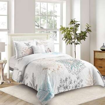 Style Quarters Queen Comforter Set - 7 Pieces Floral Boho Bedding Sets Queen Size Comforter Sets Sof...
