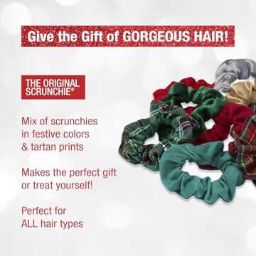 Festive Scunci 10pk Scrunchie Gift Box for All Hair Types