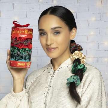 Festive Scunci 10pk Scrunchie Gift Box for All Hair Types
