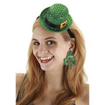 St Patrick's Day Earrings Handmade Shamrock Beaded Dangle Earrings Funny Irish Green Lucky Clover Dr...