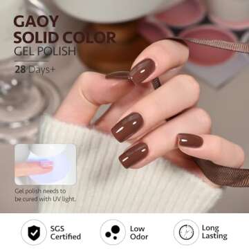 GAOY Brown Gel Nail Polish, 16ml Soak Off Gel Polish, UV Light Cure for Nail Art DIY Manicure at Home, 2088 Amber Brown