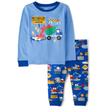 The Children's Place Baby Boys Toddler Snug Fit Cotton Pajama Set - Blue Construction