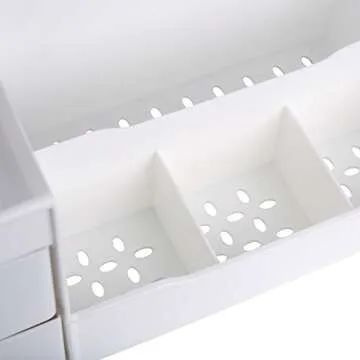 Mantello Bathroom Organizer Countertop- Make Up Organizers and Storage- Bathroom Counter Organizer and Skin Care Organizer, Makeup Organizer for Vanity- White