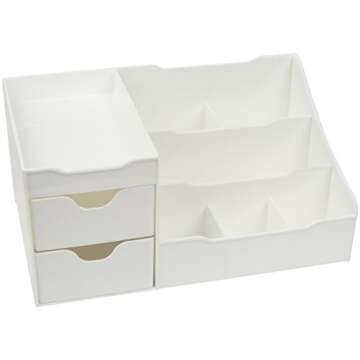 Mantello Bathroom Organizer Countertop- Make Up Organizers and Storage- Bathroom Counter Organizer and Skin Care Organizer, Makeup Organizer for Vanity- White