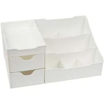 Mantello Bathroom Organizer Countertop- Make Up Organizers and Storage- Bathroom Counter Organizer and Skin Care Organizer, Makeup Organizer for Vanity- White