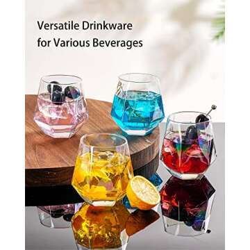 JBHO Iridescent Wine Decanter Set with Glasses, Stemless Wine Glasses Set of 4, 10 Oz, Cute and Rainbow, Crystal Wine Carafe, Serving Red and White Wine, Unique Wedding Anniversary or Birthday Gift