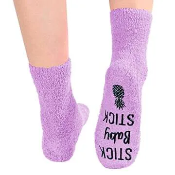 HAPPYPOP Ivf Gifts for Women - Fertility Infertility Embryo Transfer Gifts for Wife, Ivf Lucky Transfer Day Egg Retrieval Pineapple Fuzzy Socks