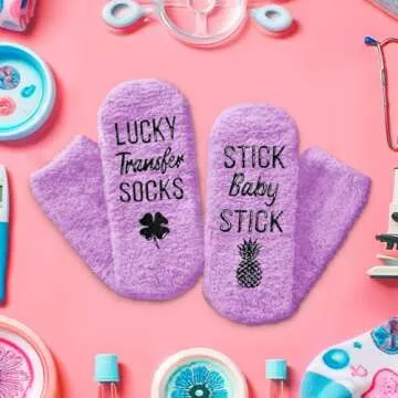 HAPPYPOP Ivf Gifts for Women - Fertility Infertility Embryo Transfer Gifts for Wife, Ivf Lucky Transfer Day Egg Retrieval Pineapple Fuzzy Socks