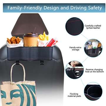 Car Headrest Backseat Organizer with Cup Holders, Perfect for Eating in Your Car, Back Seat Organize...