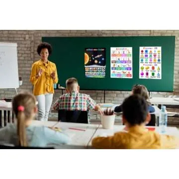 12 Spanish English Bilingual Educational Posters Water Proof Learning Chart for Preschool, Kindergarten, 1st Grade, Classroom Decoration, Alpabet, Alfabeto, Numbers, Seasons, Colors, Month of the