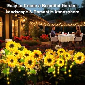 Solar Lights Outdoor Garden Decor: 3 Pack of 9 Sunflower Solar Lights for Outside, Artificial Sunflo...