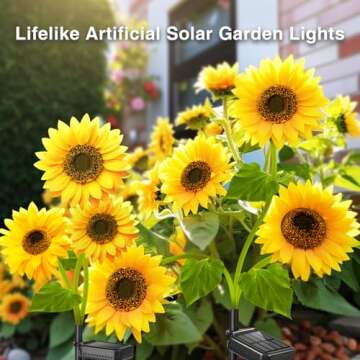 Solar Lights Outdoor Garden Decor: 3 Pack of 9 Sunflower Solar Lights for Outside, Artificial Sunflower LED Solar Flowers Outdoor Waterproof, Pathway landscape Yard Decorations, Unique Gifts for Women