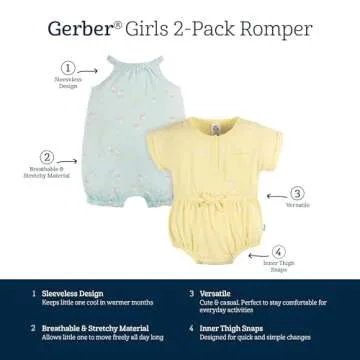 Gerber Baby Girls Romper Set - Cute Summer Styles