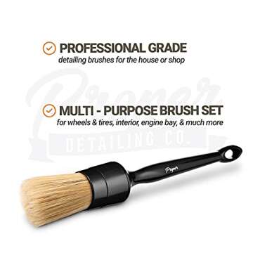 Car Detailing Brush Set - 3 Pack Ultra Soft Boars Hair - for Washing and Cleaning Automotive Interior or Exterior, get Professional Results with Proper