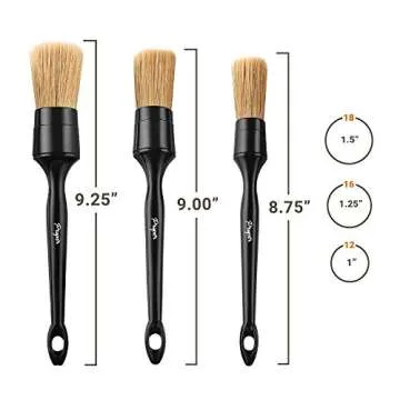 Car Detailing Brush Set - 3 Pack Ultra Soft Boars Hair