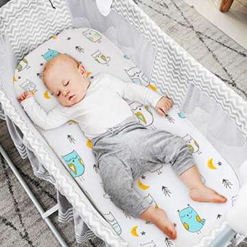 Stretchy Bassinet Sheet Set BROLEX 2 Pack Snug Fitted Cradle Fitted Sheets for Bassinet Pads/Mattress, for Boys Girls,Unisex,Ultra Soft Breathable,Arrow Owl