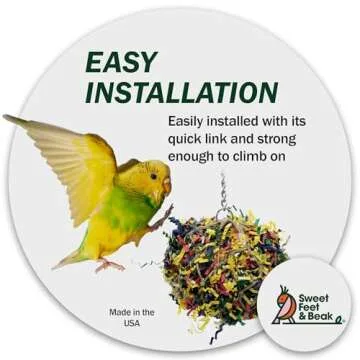 Sweet Feet and Beak Super Shredder Ball - Bird Cage Accessories to Keep Your Bird Busy Foraging for Hidden Treasures - Non-Toxic, Easy to Install Bird Foraging Toys for Small Sized Birds - 3 Inch