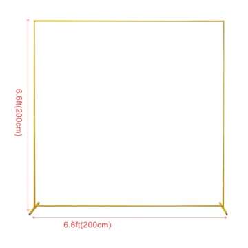 SPRITE DISPLAY Gold Wedding Arch Backdrop Stand, 6.6FT*6.6FT Square Balloon and Flower Metal Aluminu...