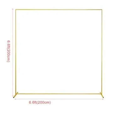 SPRITE DISPLAY Gold Wedding Arch Backdrop Stand, 6.6FT*6.6FT Square Balloon and Flower Metal Aluminu...