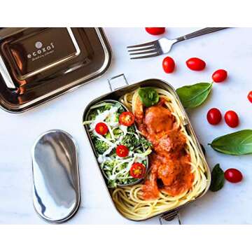 ecozoi Stainless Steel Lunch Box, Leak Proof 1 Tier Eco Metal Bento Box | Bonus Pod And Redesigned Silicone Seal | Sustainable Zero Waste Eco Friendly Food Storage Container